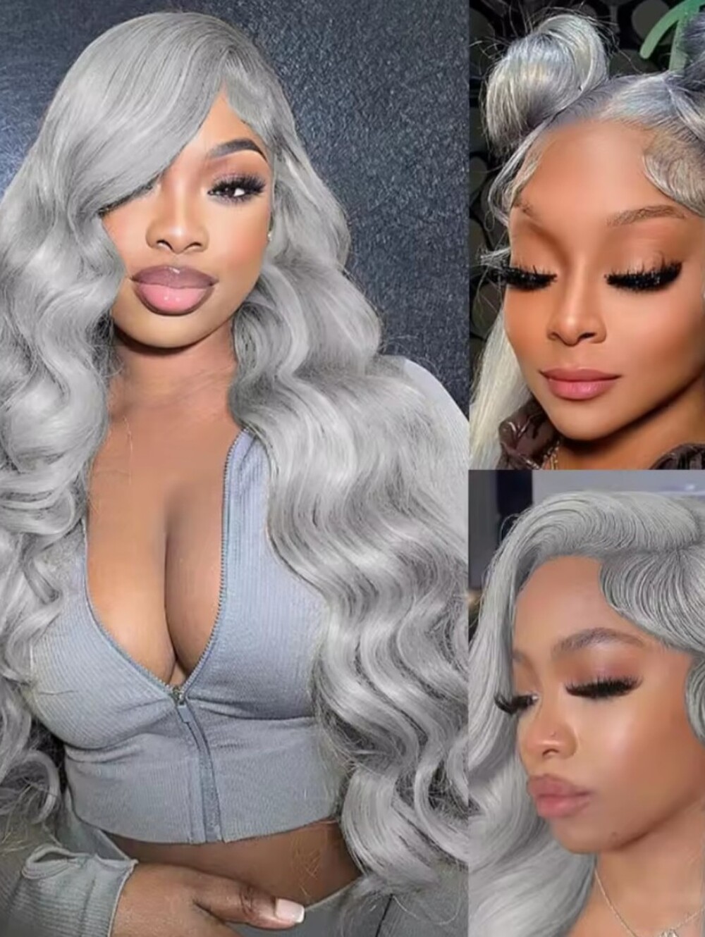 Women's Silver Grey Brazilian Human Hair 13×6 HD Lace Front Glueless Wig